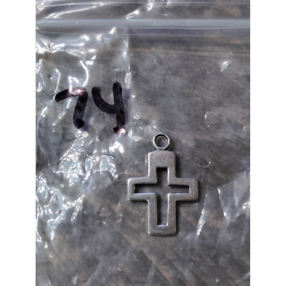 925 Sterling Silver Cutout Cross Pendant Charm Open Geometric vintage